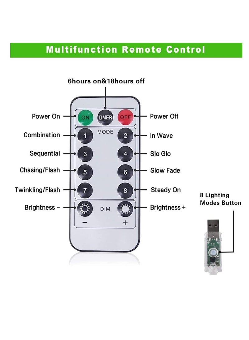 PAMEER Warm White Remote Control Fairy String Lights 33 feet 100 LEDs USB Powered LED String Lights for Christmas EID Ramadan Diwali Wedding Birthday Party Home Decoration Waterproof with 8 Modes Changing  - Image 3