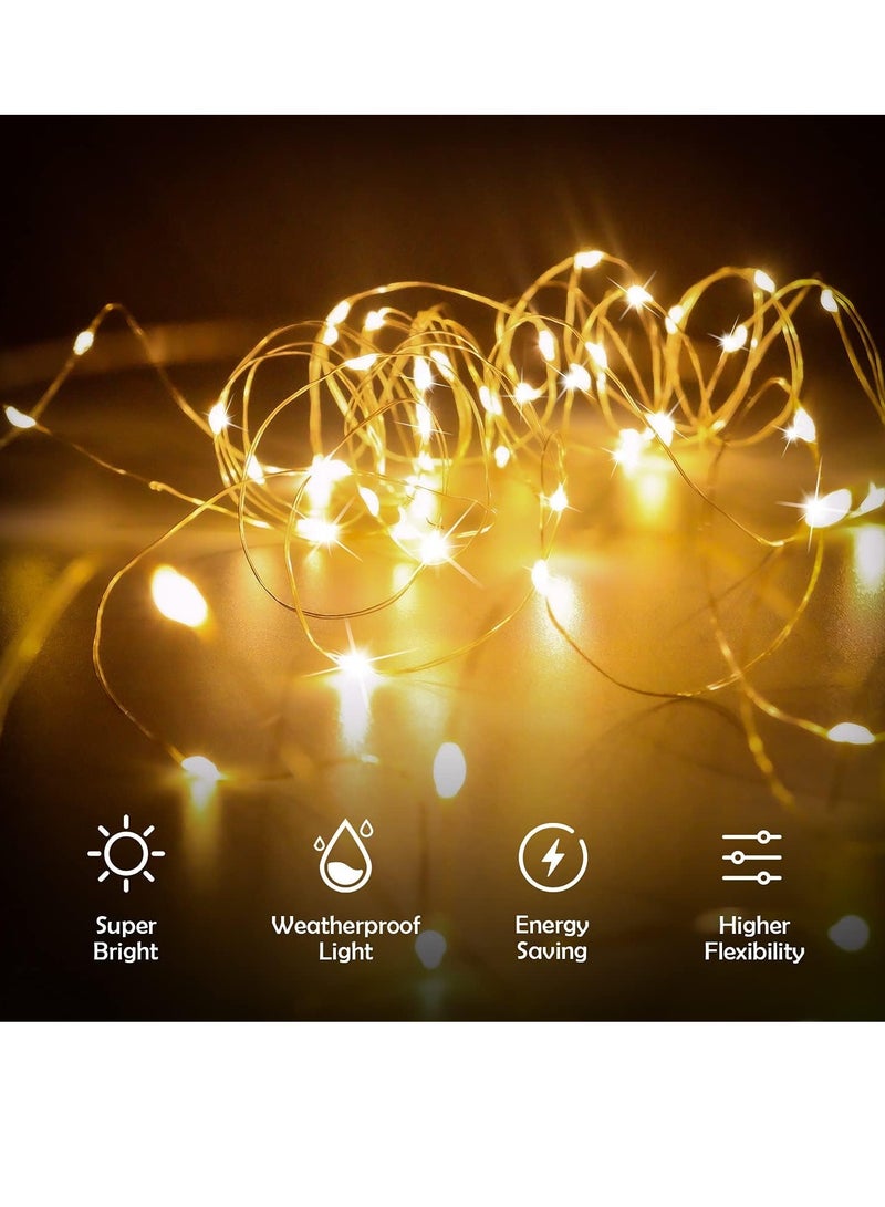 PAMEER Warm White Remote Control Fairy String Lights 33 feet 100 LEDs USB Powered LED String Lights for Christmas EID Ramadan Diwali Wedding Birthday Party Home Decoration Waterproof with 8 Modes Changing  - Image 4