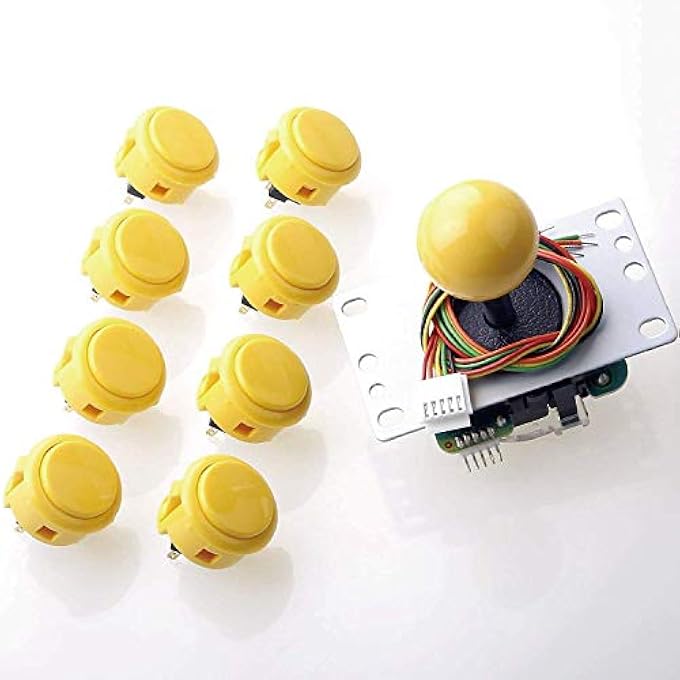 SANWA JLF-TP-8YT JOYSTICK + SANWA 8 PCS OBSF-30 PUSH BUTTON BUNDLE KIT COLOR : YELLOW - FOR ARCADE GAME 4 & 8 WAY ADJUSTABLE, COMPATIBLE WITH CATZ MAD SF4 TOURNAMENT JOYSTICK S@NWA - Image 1