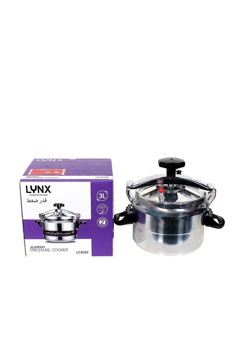lynx Premium Aluminum Pressure Cooker for Gas and Electric Stove – Fast Cooking Pot with Locking Lid, Safe Pressure Cooker Design, Heat-Resistant Handles, Easy to Clean Kitchen Essential, Ideal for Rice, Meat, Soup, Legumes LY-9103 - Image 5