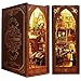 ISSEVE DIY Book Nook Kit 3D Wooden Puzzle DIY Miniature House Kit for Booknook Shelf Insert Decoration Magic Book House Stand Bookshelf Dollhouse for Adults with Sensor Light Library of Books - Image 2