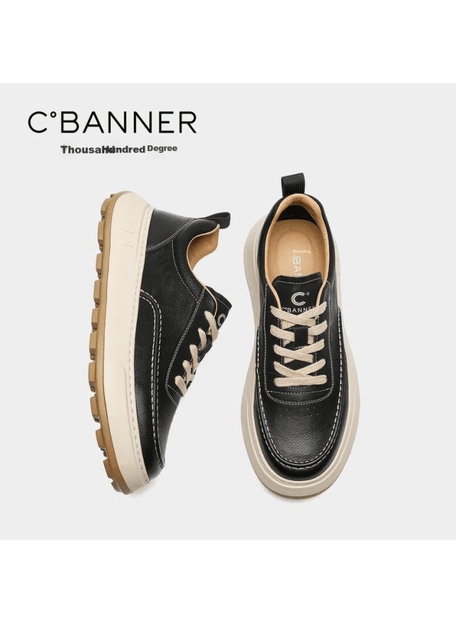 C.BANNER Qianbai Du Lightweight Soft Foam Sole New Casual Men's Thick Sole Versatile Sneakers Black Size 44 - Image 1
