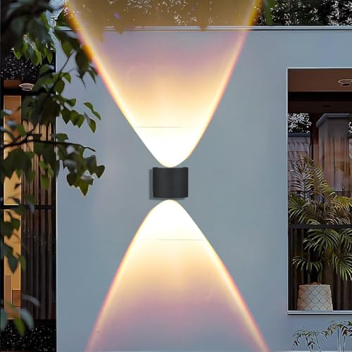SEER® Wall Lights 2watt Up Down 2 Ray Oval Shape IP65 Warm White Wall Light Body olor Black Metal 3000k Indoor Outdoor House Showroom Office Restaurant Bedroom Living Room Cafe Bar Corridor Balcony - Image 1