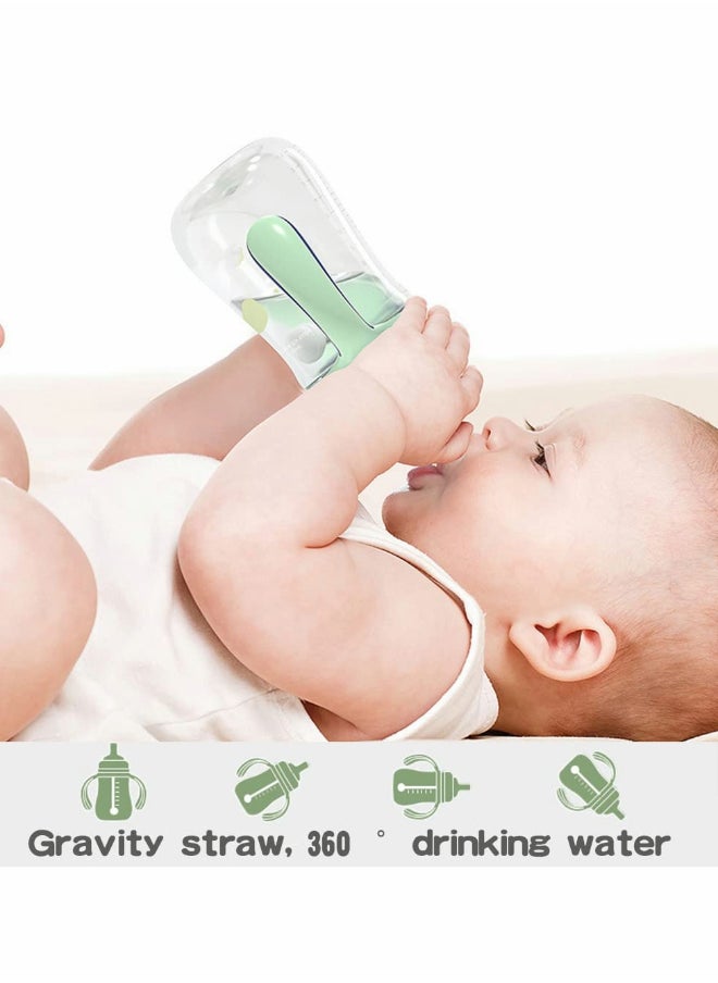 SYOSI - Straw Cup Spill-Proof Sippy Cup With Handles, 240ML Baby Bottle With Medium Flow Nipple, Green - Image 1