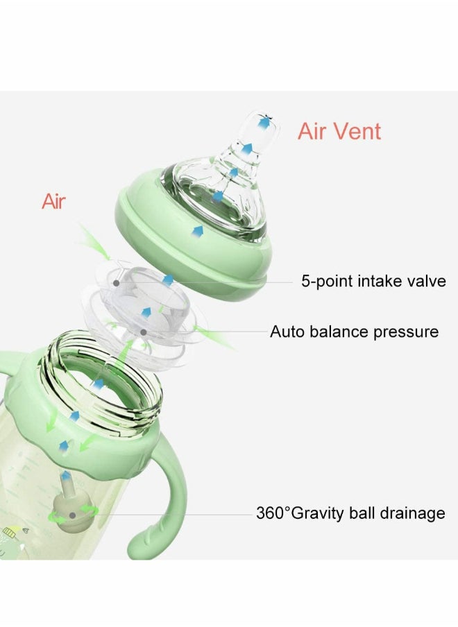 SYOSI - Straw Cup Spill-Proof Sippy Cup With Handles, 240ML Baby Bottle With Medium Flow Nipple, Green - Image 1