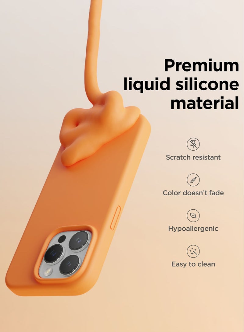 Elago غطاء حالة سائل سيليكون لجهاز آيفون 15 برو مع حماية كاملة للجسم، مضاد للصدمات، نحيف، بطانة ميكروفايبر ناعمة مضادة للخدش - برتقالي - Image 3