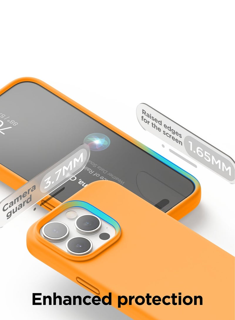Elago غطاء حالة سائل سيليكون لجهاز آيفون 15 برو مع حماية كاملة للجسم، مضاد للصدمات، نحيف، بطانة ميكروفايبر ناعمة مضادة للخدش - برتقالي - Image 5