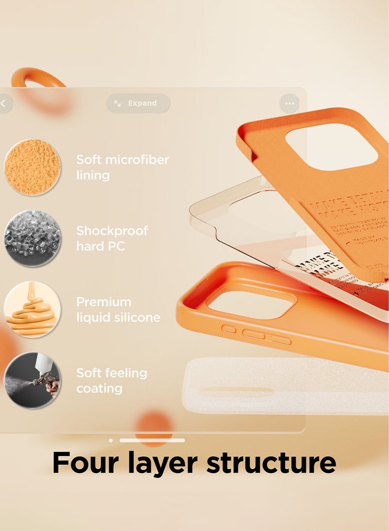 Elago غطاء حالة سائل سيليكون لجهاز آيفون 15 برو مع حماية كاملة للجسم، مضاد للصدمات، نحيف، بطانة ميكروفايبر ناعمة مضادة للخدش - برتقالي - Image 4