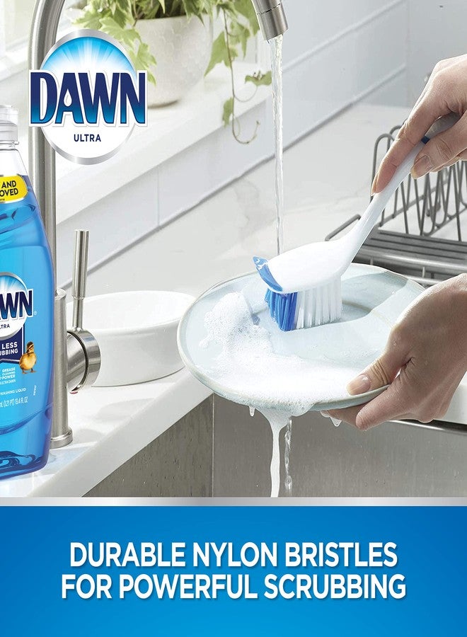 Dawn Dish Brush with Soft Nylon Bristles and Scraper, Blue/White - Image 2