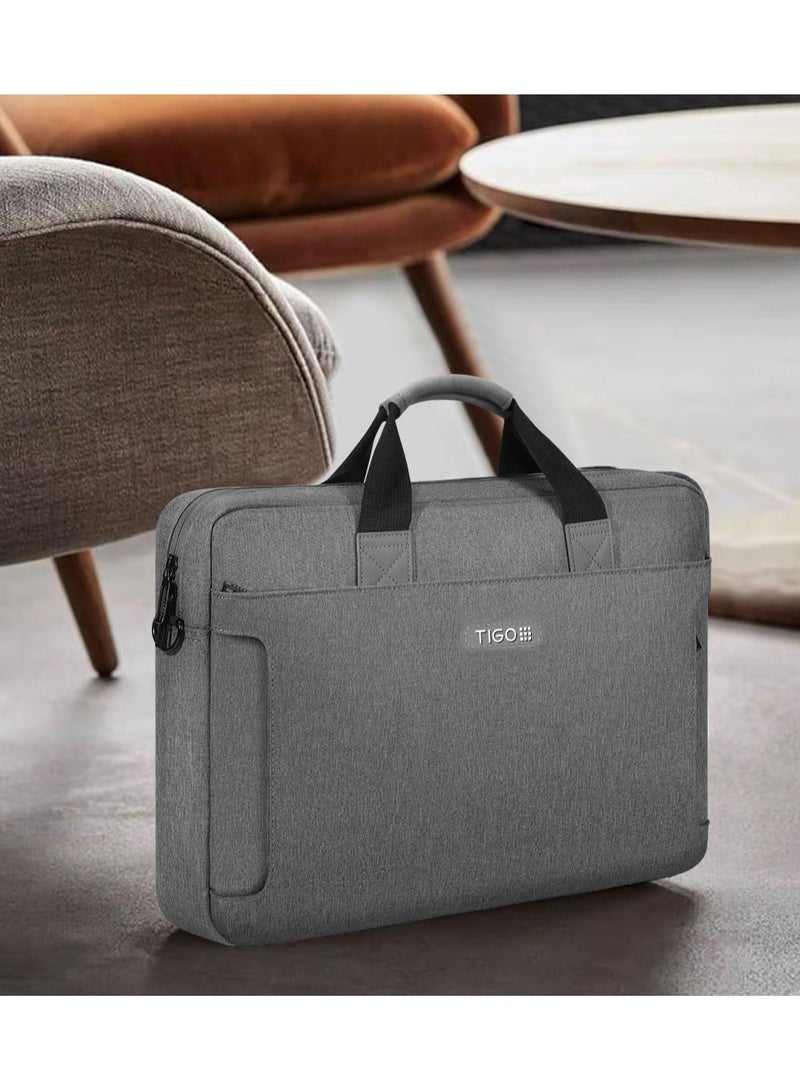 T I G O 14 inch Professional Office Laptop Bag Water Resistant Anti theft Messager Bag with Zipper Pockets and adjustable shoulder strap Sling Bag for Men and Women Space Grey - Image 5