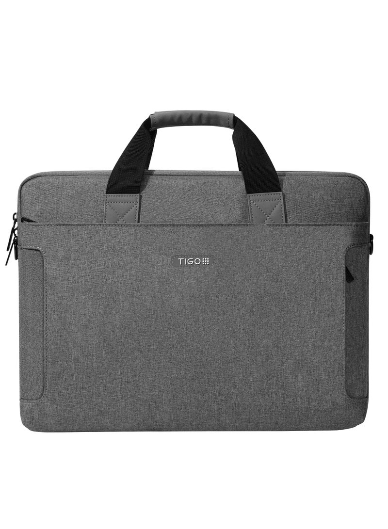 T I G O 14 inch Professional Office Laptop Bag Water Resistant Anti theft Messager Bag with Zipper Pockets and adjustable shoulder strap Sling Bag for Men and Women Space Grey - Image 4