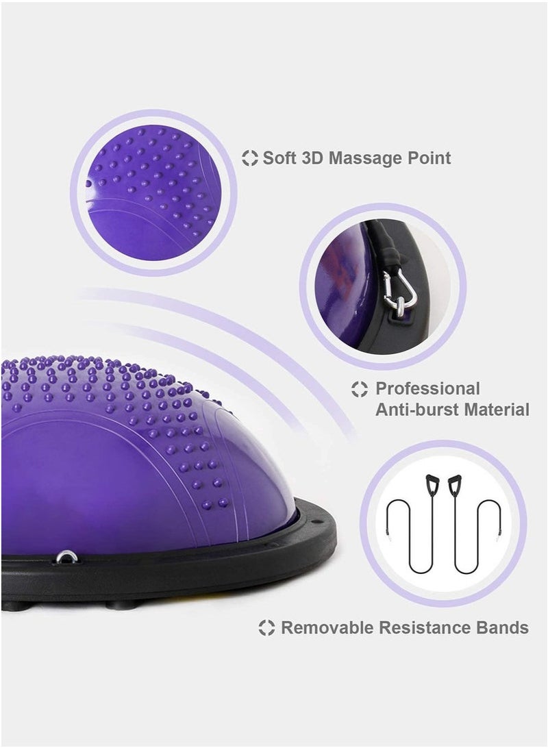 Arabest Half Ball Balance Trainer - 46cm Anti Slip Half Balance Ball with Resistance Bands and Foot Pump, Exercise Ball for Yoga, Fitness, Core Training, Home Gym Workout - Image 3
