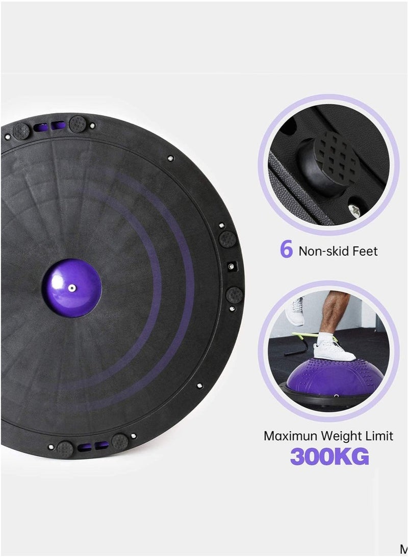 Arabest Half Ball Balance Trainer - 46cm Anti Slip Half Balance Ball with Resistance Bands and Foot Pump, Exercise Ball for Yoga, Fitness, Core Training, Home Gym Workout - Image 2