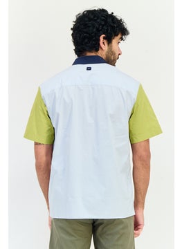 SELECTED Men Drop Shoulder Regular Fit Colorblock Short Sleeve Casual Shirt, Multicolor  - Image 4