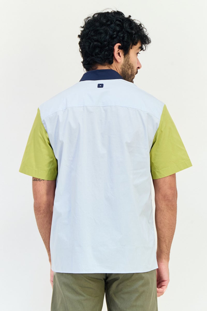 SELECTED Men Drop Shoulder Regular Fit Colorblock Short Sleeve Casual Shirt, Multicolor - Image 4