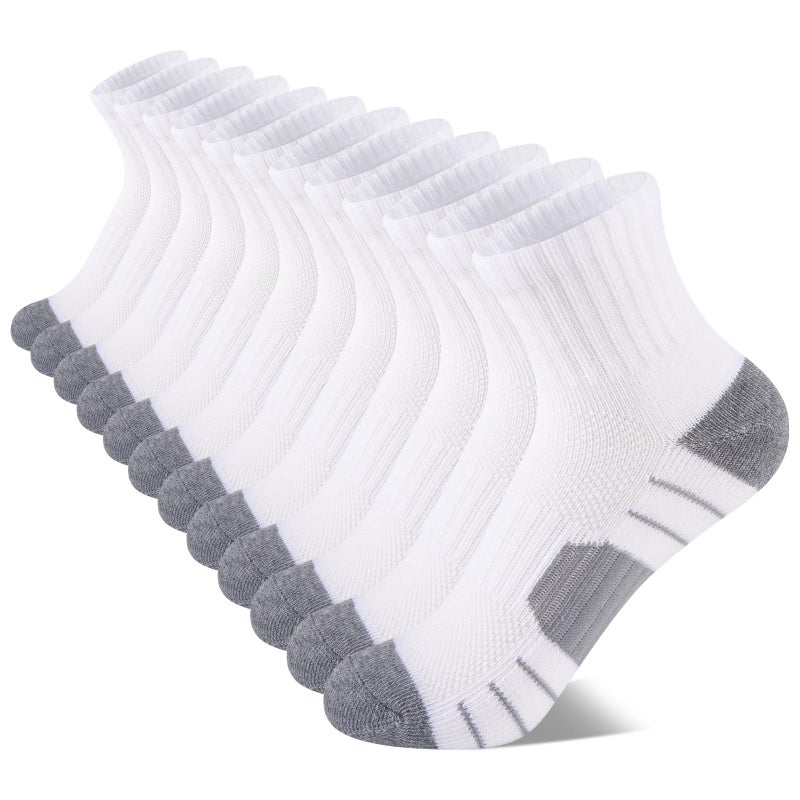Comfoex 12 Pairs Boys Socks kids Cushioned Sport Short Quarter Athletic Sock For Little Big Kids 6-8 8-10 years - Image 1