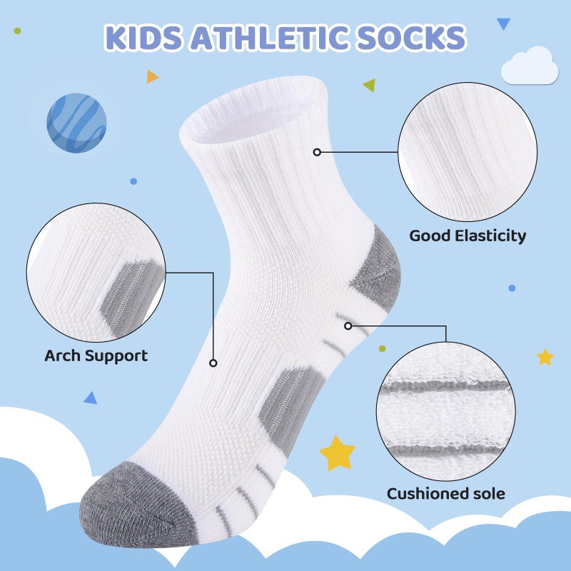 Comfoex 12 Pairs Boys Socks kids Cushioned Sport Short Quarter Athletic Sock For Little Big Kids 6-8 8-10 years - Image 5