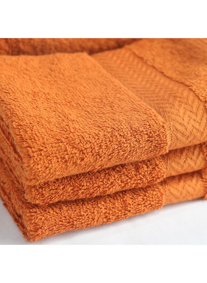 White Rose 10 Pcs MATRIX Dyed Towel set 500 GSM 100% Cotton Terry Zic Zac Border 2 Bath Towel (70x140) cm, 2 Hand Towel (50x90) cm, & 6 Face Towel (33x33) cm Soft Feel Highly Absorbent Dark Orange Color  - Image 2