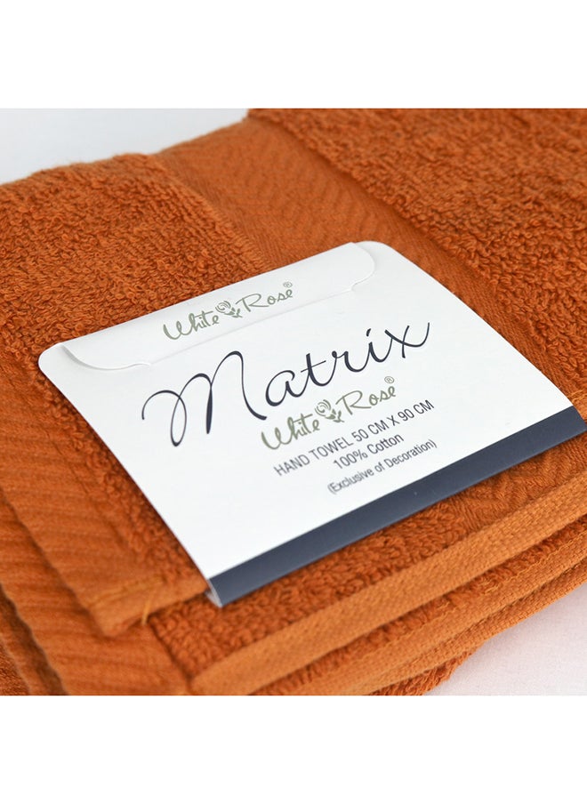 White Rose 10 Pcs MATRIX Dyed Towel set 500 GSM 100% Cotton Terry Zic Zac Border 2 Bath Towel (70x140) cm, 2 Hand Towel (50x90) cm, & 6 Face Towel (33x33) cm Soft Feel Highly Absorbent Dark Orange Color  - Image 3