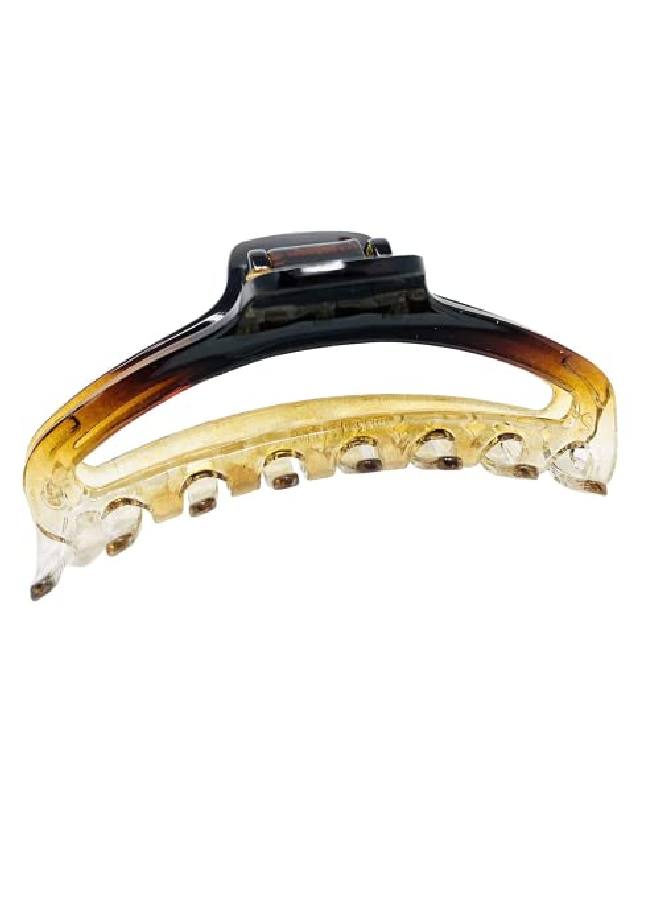 Parcelona French Slim Double Shaded Crystal Clear Tortoise Brown Shell Celluloid Tight Jaw Hairgrips Claw Clip Clamp Clutcher For Fine Hair For Women And Girls - Image 1