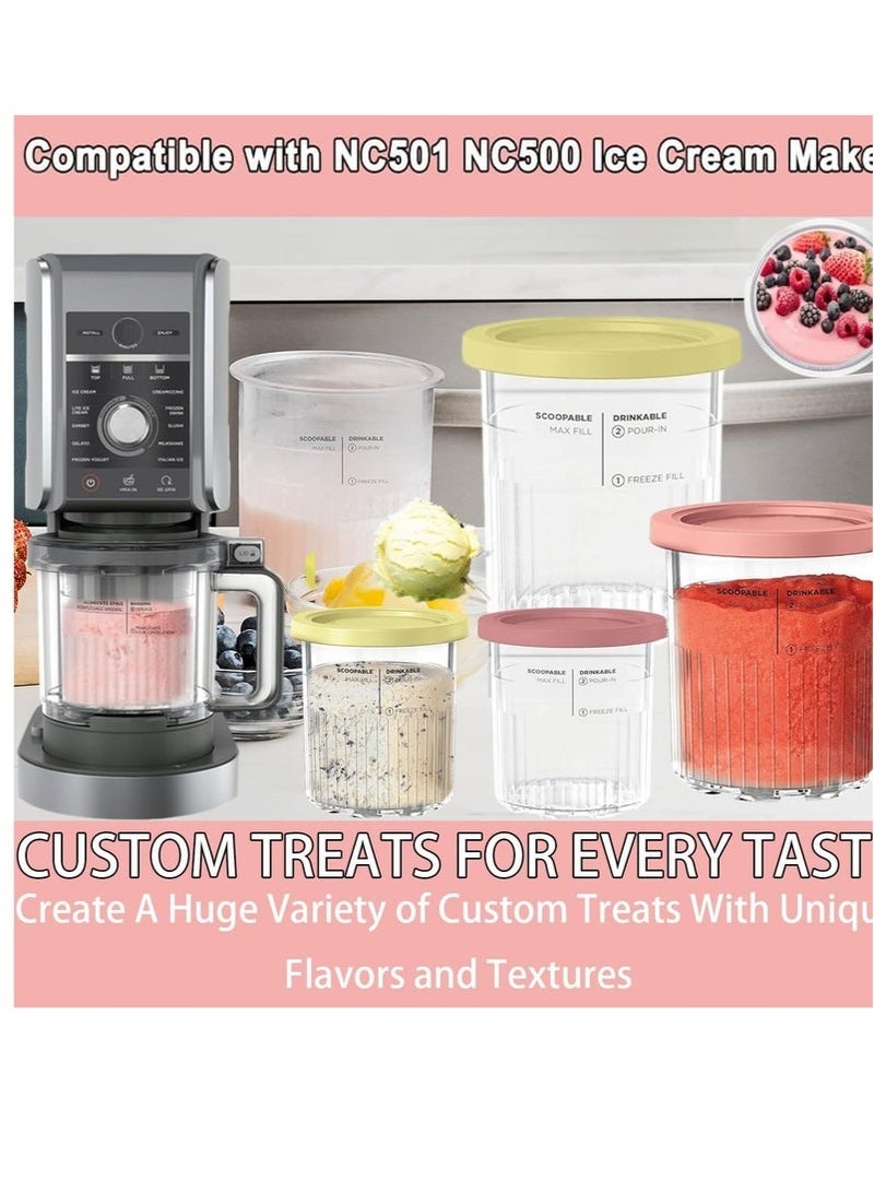 Ninja 4 Pack Ninja Pint Cups and Lids for NC501 NC500 Ice Cream Cream Containers Cups Tubs Canister Set Milkshake Pots Compatible with Ninja Ice Cream Maker Machines - Image 4