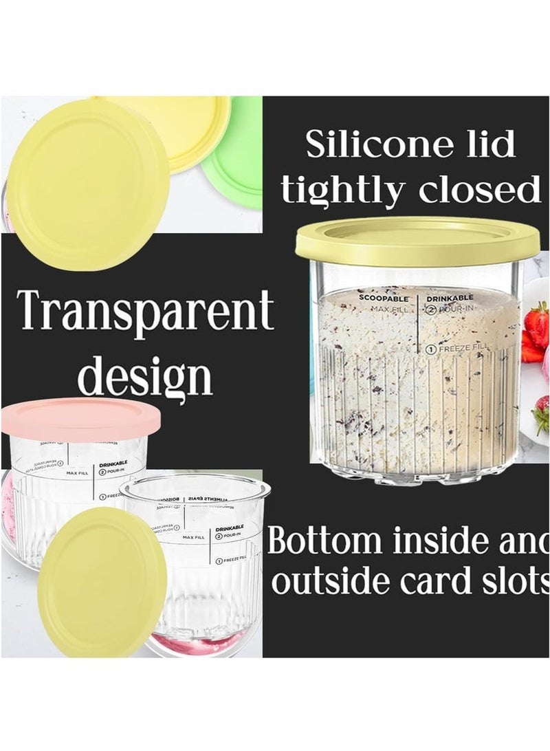 Ninja 4 Pack Ninja Pint Cups and Lids for NC501 NC500 Ice Cream Cream Containers Cups Tubs Canister Set Milkshake Pots Compatible with Ninja Ice Cream Maker Machines - Image 5