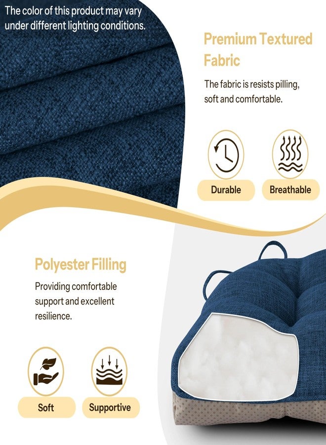 FlyGulls Non Slip Chair Cushions for Dining Chairs Set of 4 Kitchen Chair Cushions 18"x18"x3" Turfted Chair Pads Comfortable and Soft Seat Cushion with Ties, Navy - Image 3