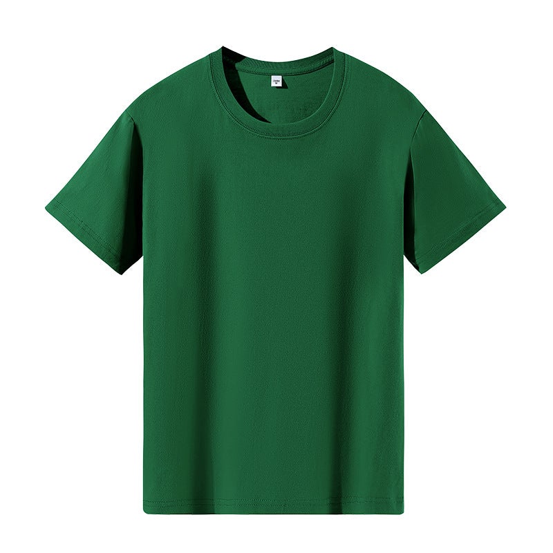 Summer New Style 100 Cotton Round Neck Short-Sleeved T-Shirt for Men and Women, Work Clothes, Team Class Uniforms, Printed Logo Tops Dark green