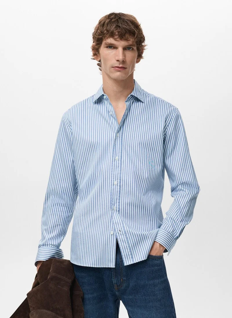 Mango Man Regular fit striped cotton shirt