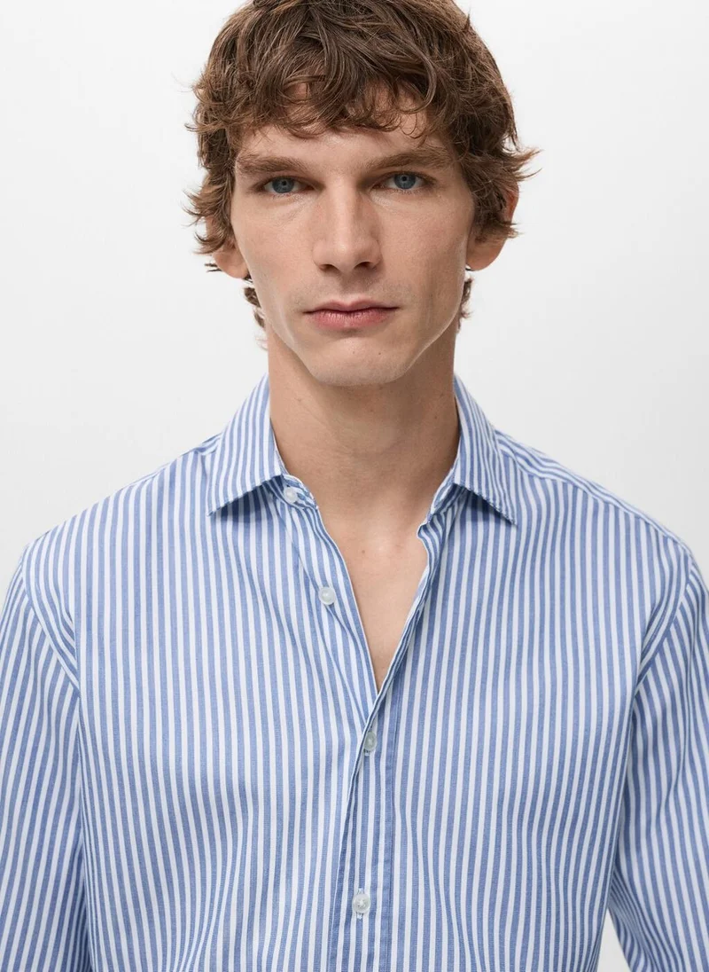 Mango Man  Regular fit striped cotton shirt for Men | Best Price UAE
