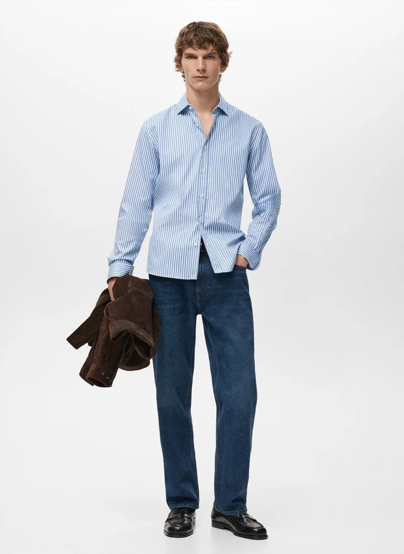 Mango Man  Regular fit striped cotton shirt for Men | Best Price UAE