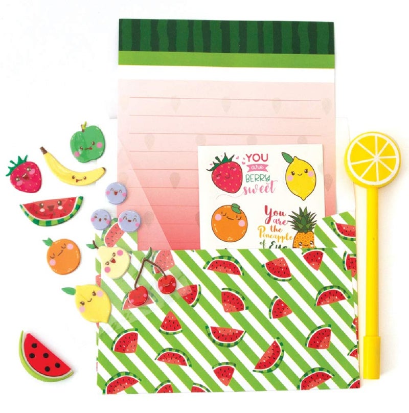 Playhouse 29-Piece Kawaii Cutie Fruitie Letters and Notes Stationery Tote Set for Kids - Image 3
