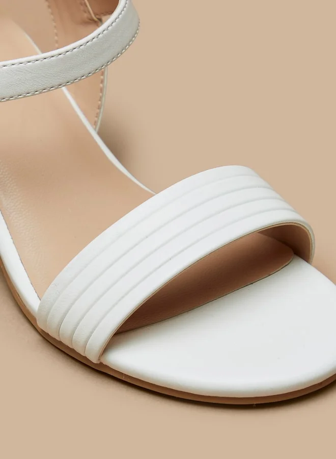 Celeste Girls' Textured Block Heeled Sandals With Hook And Loop Closure
