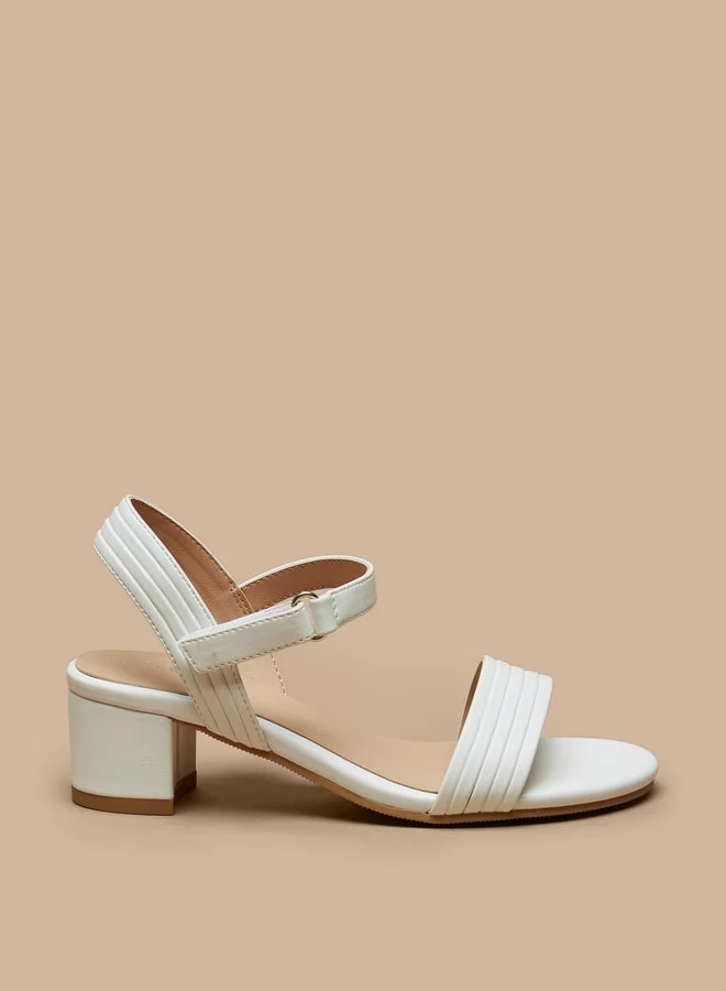 Celeste Girls' Textured Block Heeled Sandals With Hook And Loop Closure