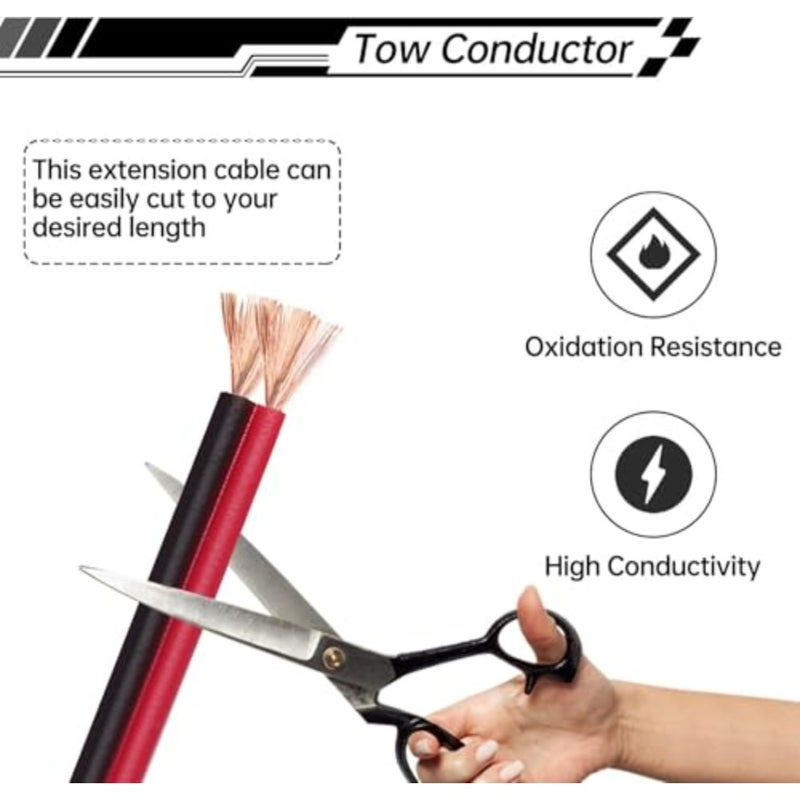 سلك كهربائي 10 متر 20AWG، 2 كور 2C × 0.5 متر مربع، كابل تمديد أحمر أسود، سلك نحاسي لشريط إضاءة LED للسيارة، CCTV، طاقة تيار مستمر - Image 3