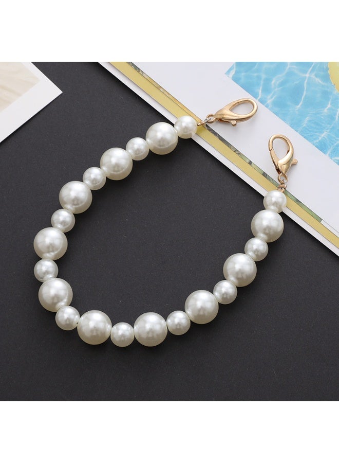 NIBEMINENT Beaded Phone Lanyard, Anti Lost Removable Wrist Strap,K146 Pearl Bracelet Pendant, Phone Keychain Lanyard