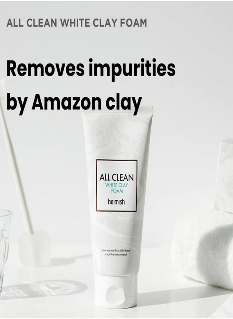 Heimish Heimish All Clean White Clay Foam - 150g | Wash & Exfoliating Facial Cleanser | Daily Care Cleansing Face Wash, Sebum Control, Acne Treatment, Deep Pore Cleansing  - Image 4
