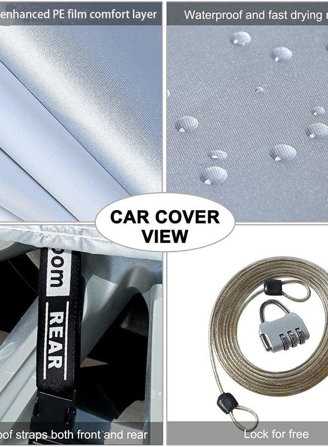Tecoom Light Shell Breathable Material Classic Zipper Design Waterproof UV-Proof Windproof Car Cover with Storage and Lock for All Weather Indoor Outdoor Fit 191-205 Inches SUV - Image 3