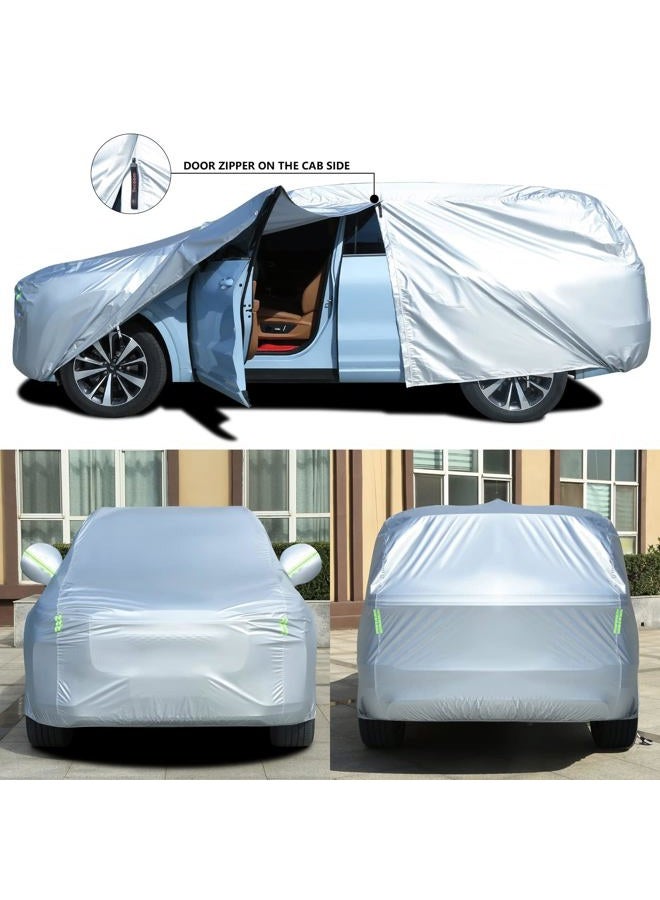 Tecoom Light Shell Breathable Material Classic Zipper Design Waterproof UV-Proof Windproof Car Cover with Storage and Lock for All Weather Indoor Outdoor Fit 191-205 Inches SUV - Image 2