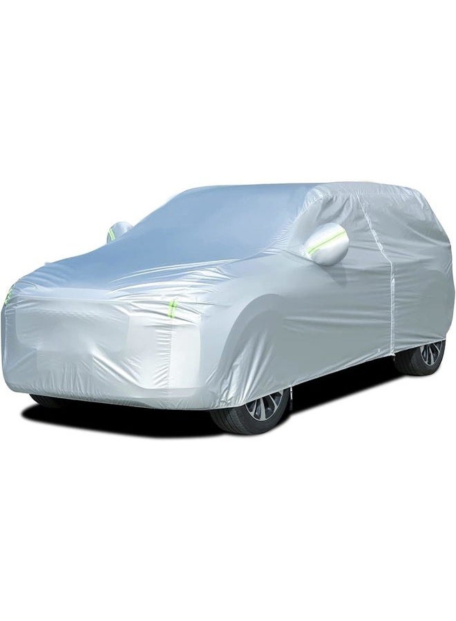Tecoom Light Shell Breathable Material Classic Zipper Design Waterproof UV-Proof Windproof Car Cover with Storage and Lock for All Weather Indoor Outdoor Fit 191-205 Inches SUV - Image 1