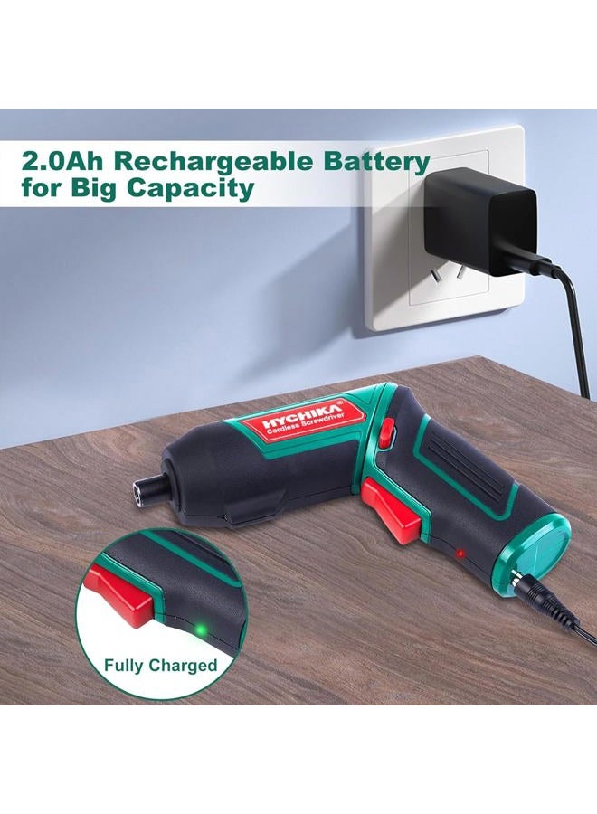 HYCHIKA مفك كهربائي، 6N.m وبطارية 2000mAh 3.6V مفك لاسلكي مع 20 ملحق، ضوء عمل، كابل شحن وقضيب مغناطيسي - Image 5