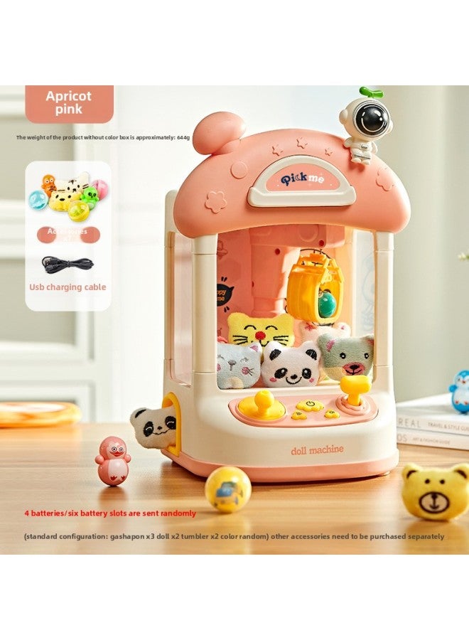 Children's Doll Catch Machine Internet Celebrity Household Large Clamp Doll Electric Coin Gashmere Game Machine Toy-Color:[Pink Space] Configuration: 2 Tumbler +2 Dolls +3 Twisted Eggs (color Boxed) - Image 1