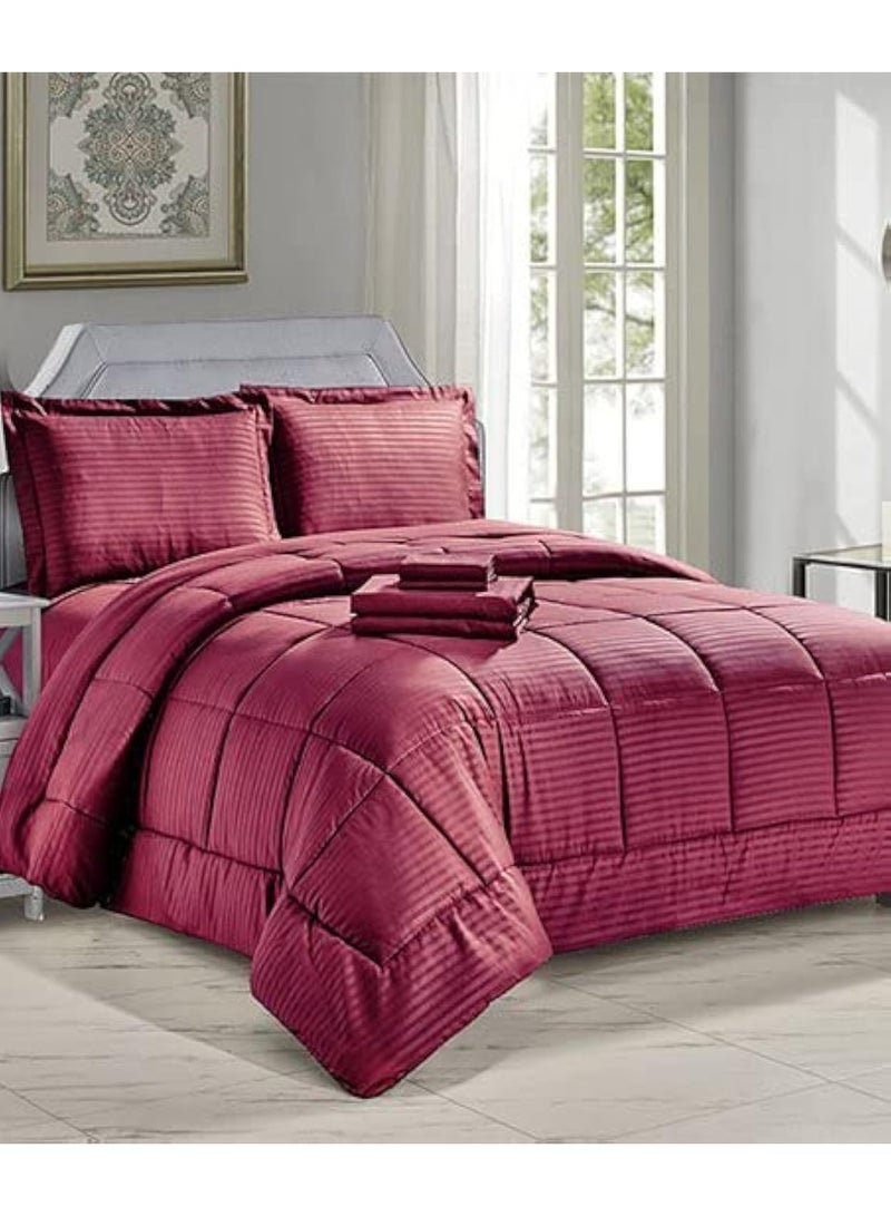Bedding Comforter Set, Fits 160 x 220 cm - 3-Pcs Solid Quilted Bed Set, Microfiber Fabric - 1 Comforter, 1 Fitted Sheet, 1 Pillowcase - Image 1