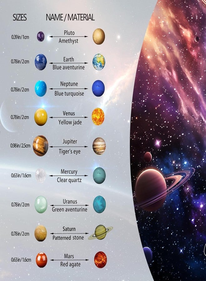 Runyangshi Nine Planets Solar System Model Crystal Ball - Natural Crystal Gemstone Marble Space Home Desk Decoration - Creative Gifts - Image 2