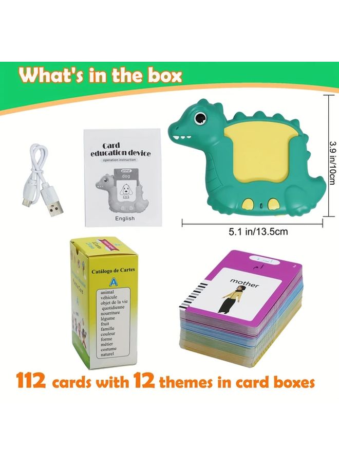Dinosaur 224 Words Arabic English Bilingual Talking Flash Cards Learning Toy Gift - Image 3