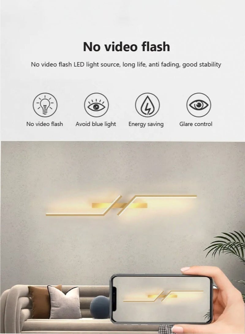 Arabest Modern Creative Strip Led Wall Lamp, Minimalist Bedroom Bedside Wall Sconce Led Lights, Living Room TV Sofa Background Wall Lamp (Gold, 100CM，Three color temperatures) - Image 4