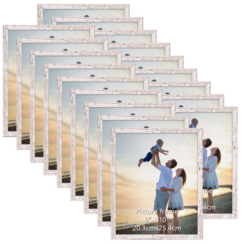 Hoikwo 18 Packs 8x10 Distressed White Multi Picture Frames Set for Family Photos  Artwork  Light Weight Bulk 8 by 10 Frames Pack for Wall Hanging and Table  Stylish Picture Frames - Image 1