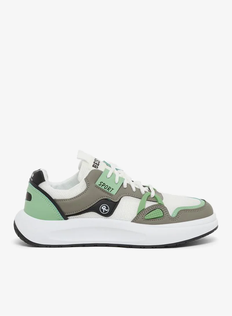 Take Two Textured Chunky Sole Lace Up Sneakers by Styli