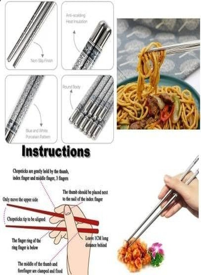 kayru Stainless Steel Combo Korean, Vietnamese Chopsticks & Drinking Straws Kitchen Tool Set ( 4 Chopsticks, 4 Straws, 1 Cleaning Brush) - Image 3