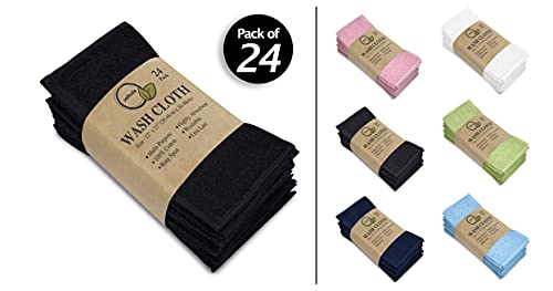 Softolle 100% Cotton Washcloths 24 Pack (12x12 Inches) Soft, Highly Absorbent Washcloth, Face Towels, Wash Cloths for Face, Ring Spun, Bulk Pack (Black) - Image 2